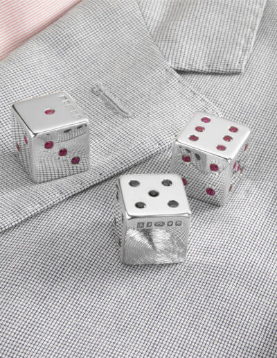 Dice with rubies and sapphires on jacket for private client 2010