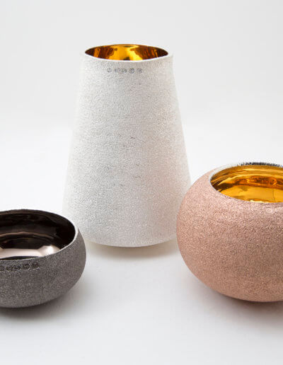 "Volco", "Pilat" and "Marloes" hand raised and textured vase set. Private commission.