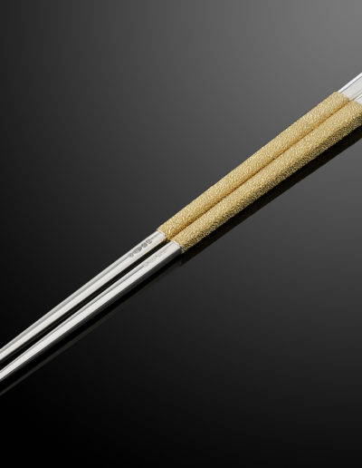 Hand forged and hand textured magnetic silver chopsticks.